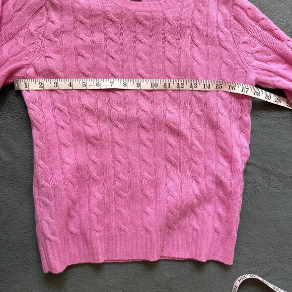 Taylor Marcs Cashmere Sweater Womens Medium Pink Cable Knit Crewneck Pullover - Picture 6 of 6